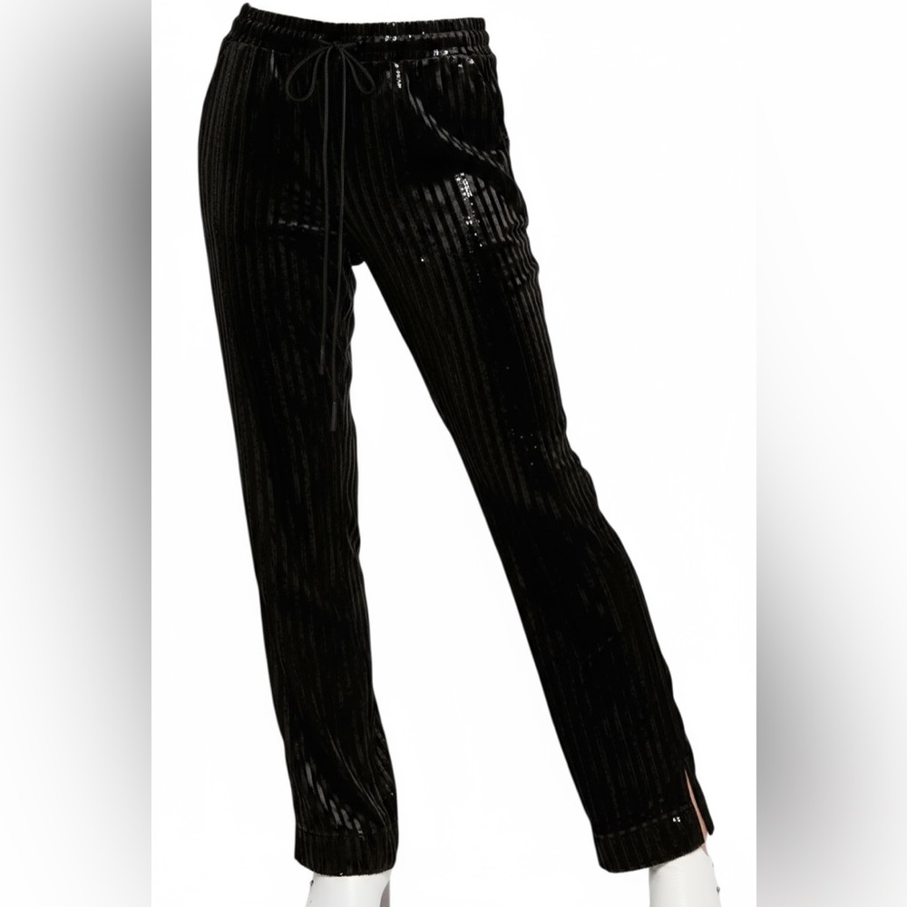 RtA‎ Fiona women’s Pants black Velvet Stripe Sequin adjustable size medium